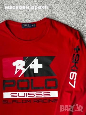 Long-Sleeve Graphic T-Shirt Save your Wishlist Polo Ralph Lauren M, снимка 5 - Блузи - 53494094