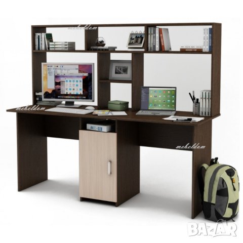 Бюро 175см. с надстройка за двама с плавна врата(код-1156), снимка 2 - Бюра - 40954829