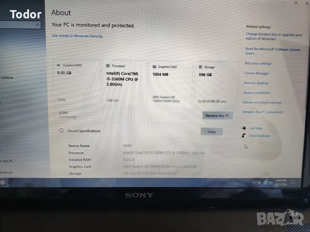 Sony Vaio SVE151G17M, снимка 8 - Лаптопи за дома - 56337881