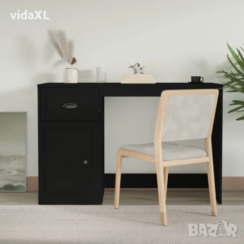 vidaXL Бюро с чекмедже, черно, 115x50x75 см, инженерно дърво, снимка 3 - Бюра - 56147991