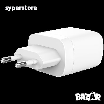 Зарядно за телефон, адаптер, SILICON POWER Boost Charger QM25 30W, USB Type-A/Type-C, Бял SS30169