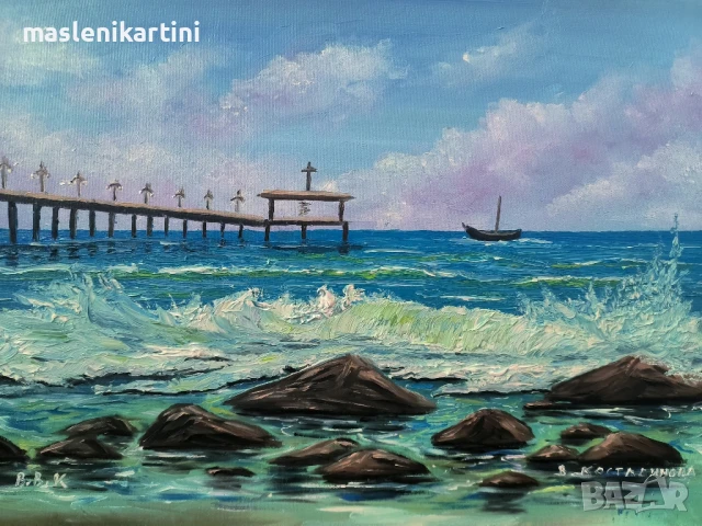 Бургаският мост маслена картина 