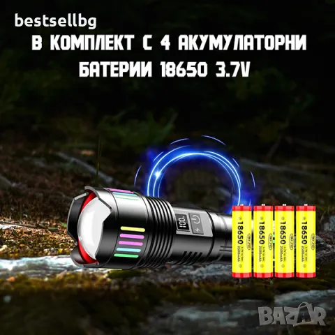 Мощен лазерен фенер акумулаторен лед ръчен прожектор Power Bank зарядно, снимка 6 - Къмпинг осветление - 47661899