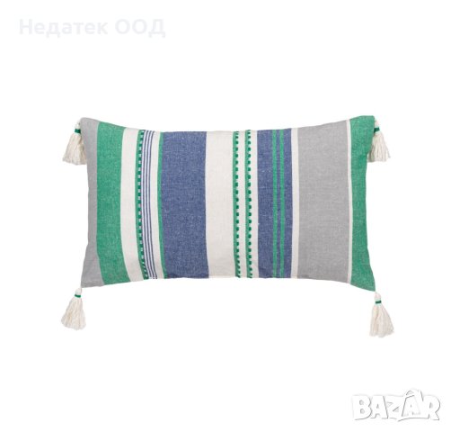 Декоративна  възглавница с пискюли, 50x30cм, Многоцветна/ райе, снимка 2 - Възглавници - 41015970