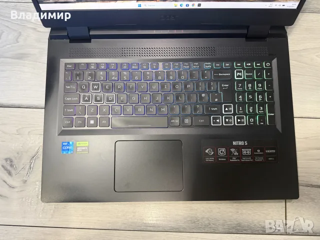 Acer Nitro 5 AN517 55-i5 12500H/16гб/512гб м.2nvme/RTX 3060/Подсветка, снимка 4 - Лаптопи за игри - 56078734
