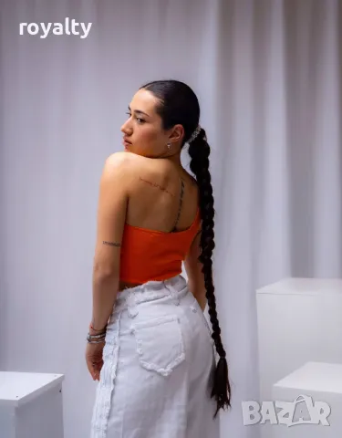 Оранжев дамски топ , снимка 2 - Блузи с дълъг ръкав и пуловери - 49703043