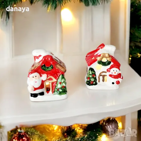 5338 Светеща коледна къщичка с Дядо Коледа или Снежко, снимка 2 - Декорация за дома - 47630114