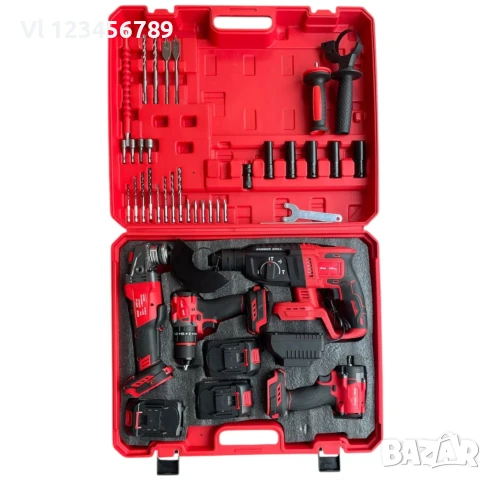 Акумулаторен Комплект 4в1 Перфоратор Ъглошлайф Гайковерт и Винтоверт 36V 8,0AH KRAFTROYAL, снимка 2 - Други инструменти - 50884649