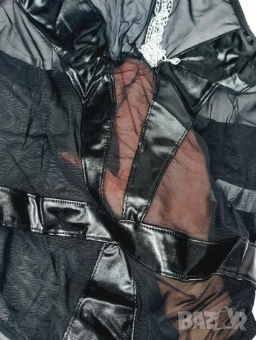 ХХЛ ХЛ кожено боди с тюл елементи, снимка 2 - Бельо - 52070951