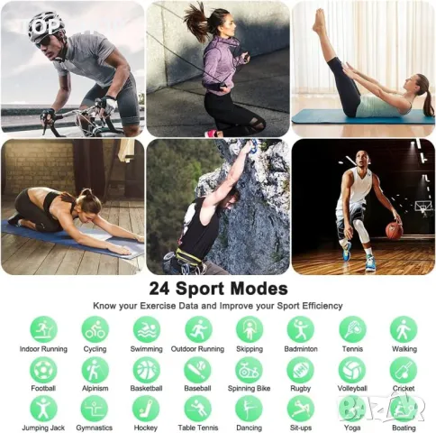 Nerunsa смарт часовник  за мъже, жени,Фитнес часовник IP68 Водоустойчив 24 Спорт, Пулсомер/Педометър, снимка 4 - Смарт гривни - 48774386