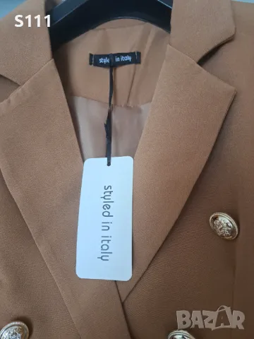 Елегантно дамско сако в актуален цвят Camel, снимка 5 - Сака - 49753816