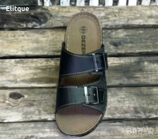 Здрави и издръжливи мъжки кожени чехли с катарама, снимка 3 - Мъжки чехли - 52863979