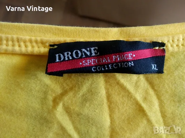 Жълта тениска Череп с брада. размер L-XL. DRONE., снимка 4 - Тениски - 50332963