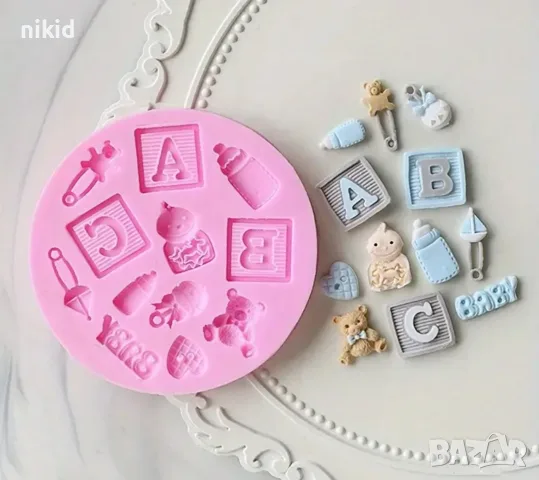 ABC baby бебешки фигурки силиконов молд форма за декорация и украса торта фондан