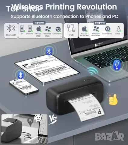 Нов Phomemo Bluetooth термален принтер 4x6 за етикети - Amazon, eBay, снимка 4 - Друга електроника - 49203438