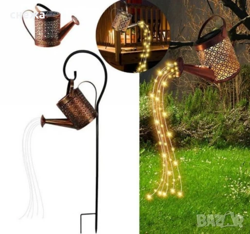 Декоративна соларна лампа със светлинни спринклери – ефект „водопад“, 60 LED, топла бяла светлина, снимка 3 - Декорация за дома - 50667962