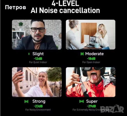 Безжичен микрофон с AI шумопотискане - USB-C порт, чисто нов, снимка 7 - Микрофони - 52810878