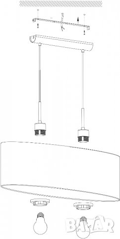 Пендел EGLO Pasteri, текстилен пендел с 2 крушки, овална висяща лампа от стомана и плат, снимка 5 - Лампи за таван - 40199453