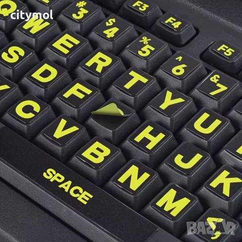 Светещи стикери с голям размер за клавиатура за лаптоп, QWERTY, снимка 3 - Други - 53734938