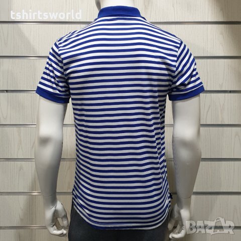 Нова мъжка моряшка блуза с яка, класическо синьо-бяло райе, снимка 6 - Тениски - 29029376
