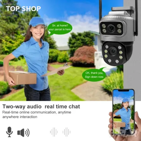 4K 8MP WiFi камера с двоен екран Външни охранителни камери IP PTZ, снимка 2 - IP камери - 49134427