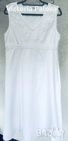 Елегантна бяла рокля FRANSA лен и вискоза, снимка 7 - Рокли - 51026262