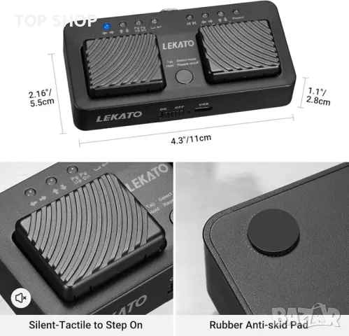 LEKATO Buletooth безжичен маркер за страници, музикален педал за обръщане на страници, снимка 8 - Слушалки и портативни колонки - 48738957