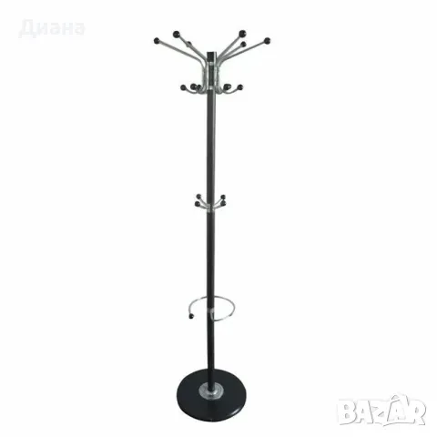 Метална закачалка за дрехи с масивна кръгла основа и 3 нива на закачане – 178 см, снимка 1