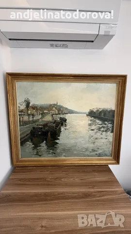 Картина, масло върху платно.Автор Андре Пети, снимка 2 - Антикварни и старинни предмети - 56328743