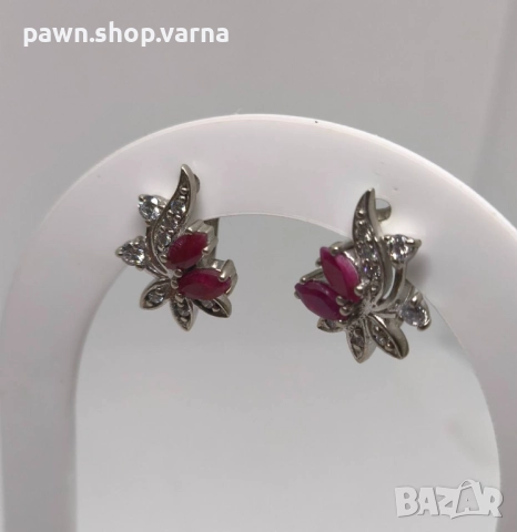 Сребърни обеци с инкрустации – проба 925 – 4,98 г, снимка 3 - Обеци - 50497712