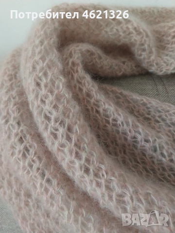 Шал наметка, 65/175 см, копринен мохер, ръчна изработка, нов, лек и топъл,роза и салвия, огледалце