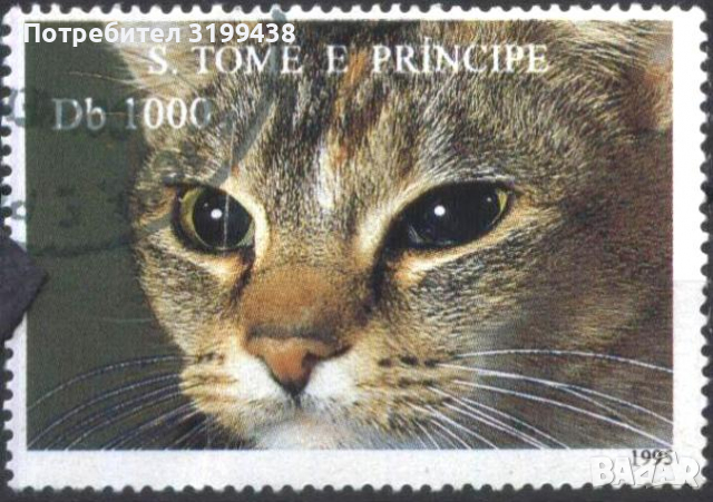 Клеймована марка Фауна Котка 1995 от Сао Томе и Принсипи
