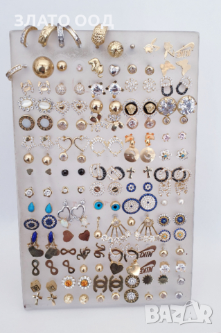 Златни обеци -14К с винтове, снимка 5 - Обеци - 36216469