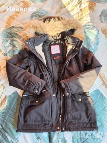 Дамско яке/парка Pull&Bear с естествен косъм лисица, снимка 5 - Якета - 56038331