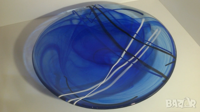 Kosta Boda Contrast Blue Dish 356 mm чиния на Коста Бода, снимка 18 - Декорация за дома - 51836761