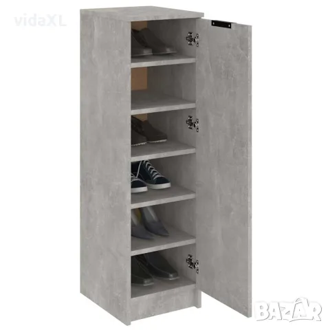 vidaXL Шкаф за обувки, бетонно сив, 30x35x100 см, инженерно дърво, снимка 4 - Скринове - 56147942