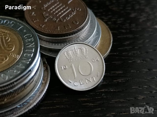 Монета - Холандия - 10 цента | 1964г., снимка 1 - Нумизматика и бонистика - 34260412