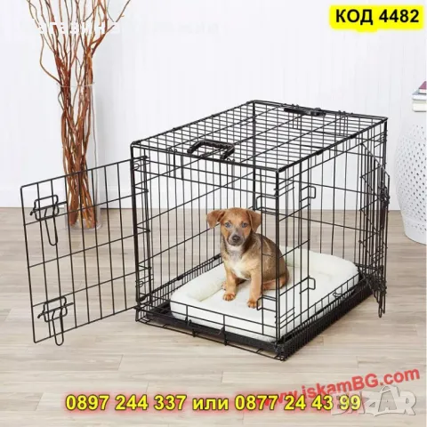 Сгъваема метална клетка за малки кучета и котки – 60x46x51 см - КОД 4482, снимка 10 - Други стоки за животни - 50092091