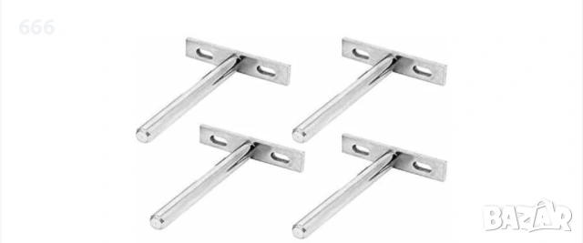 Комплект от 4 невидими опори за плаващи рафтове, Ulisem, капацитет 12 кг, размери 85x20 мм, снимка 2 - Други стоки за дома - 53801458