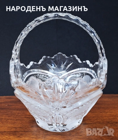 T.G. Hawkes & Co. New York Голяма кристална фруктиера кошница с дръжка за плодове бонбониера кристал, снимка 3 - Други ценни предмети - 53816129