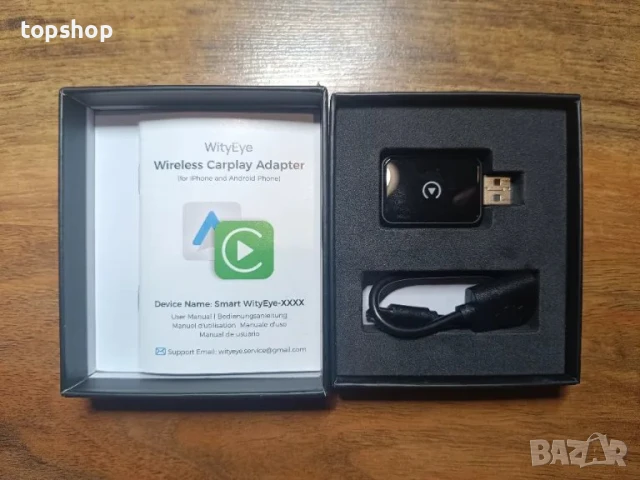 WityEye 2 В 1 Android и Carplay адаптер, Bluetooth V5.3, 5,8GHz WiFi/USB C/A, за iOS10+, Android 11+, снимка 8 - Аксесоари и консумативи - 50511326