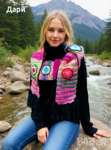 Два ръчно изплетени дамски шала, снимка 2 - Шалове - 53342259