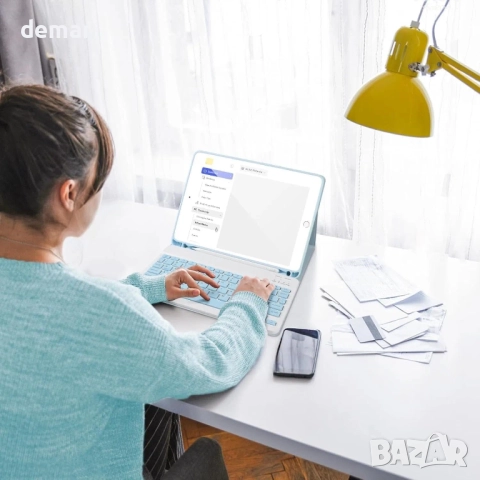 MAYDORHER калъф с клавиатура за iPad A14/А16 10.9 инча, Bluetooth клавиатура, син, снимка 5 - Таблети - 51950378