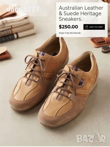 НОВИ Мъжки обувки Australian Footwear — Номер 50 (Стелка 33 см) — Естествен велур