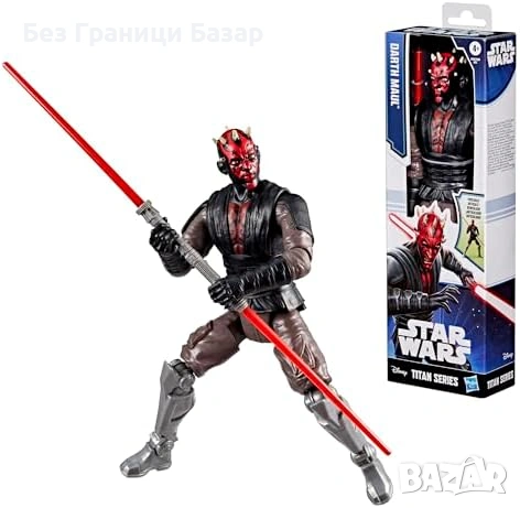 Нова Star Wars Titan Series Darth Maul Фигура 30см + двоен меч аксесоар, снимка 2 - Други - 53390727