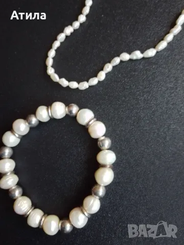 колие гривна естествени перли, снимка 3 - Бижутерийни комплекти - 47911008