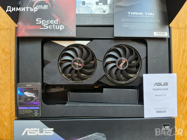 ASUS GeForce RTX 3060 TI DUAL V2 OC Edition 8GB GDDR6 с кутия и всички аксесоари, снимка 8 - Видеокарти - 56239698