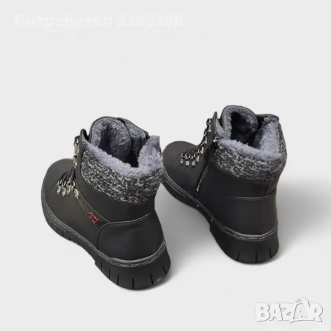 Топли дамски боти с цип и връзки. , снимка 3 - Дамски боти - 47847874