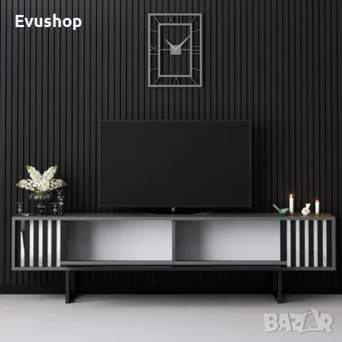 Blackline ТВ Шкаф с Метални Крака - Антрацит, снимка 3 - Шкафове - 50424349