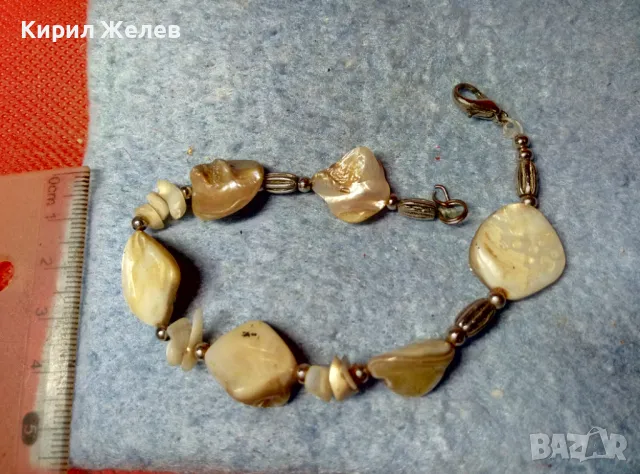 ГРЪНЧ АРТ СТИЛ СРЕБРИСТА СЕДЕФЕНА ГРИВНА ХЕНД МЕЙД УКРАШЕНИЕ КРАЛСКИ СЕДЕФ 47414, снимка 3 - Гривни - 47336497